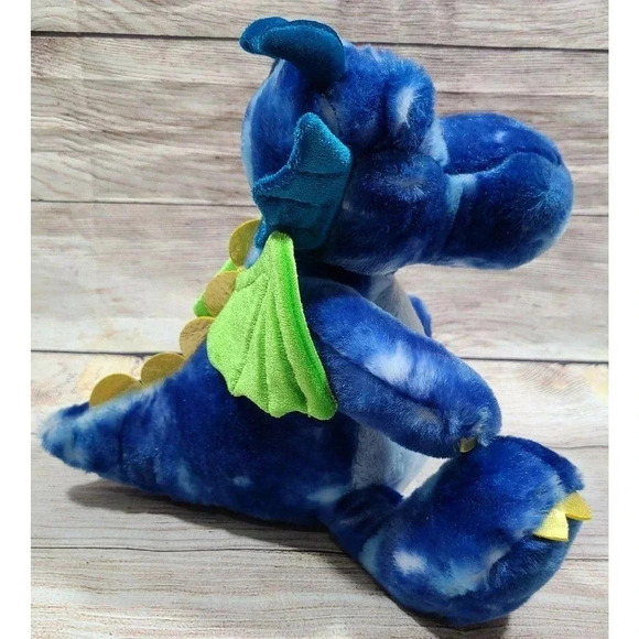 Aurora Plush Dragon Stuffed Animal Blue Tie Dye Sparkle Tales Gold Green Wings - Picture 2 of 4